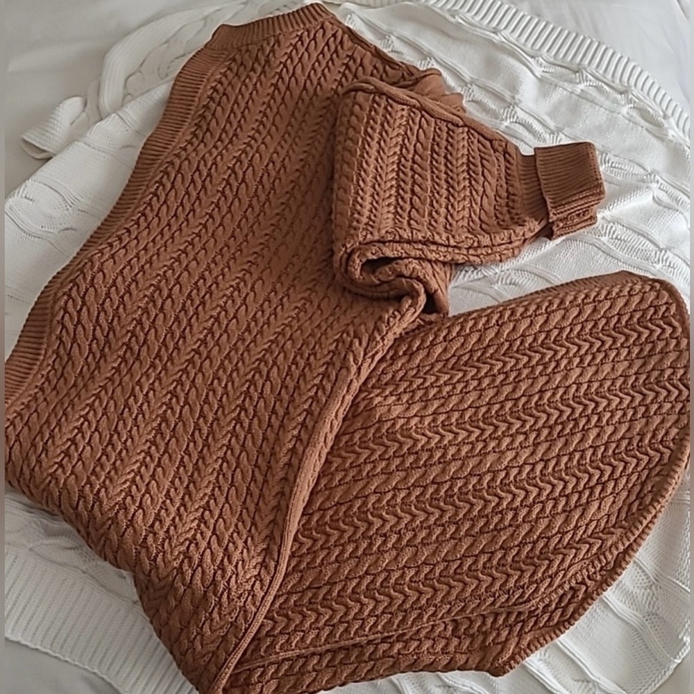 ❤️ NEW AMUR Draped Back Cable Knit Cardigan in Pecan color. Size:XS/S/M - Picture 4 of 10